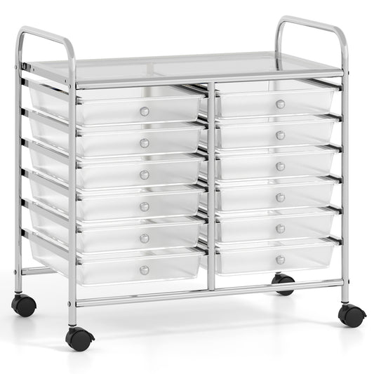 12 Drawers Rolling Storage Cart, Transparent File Cabinets Transparent at Gallery Canada