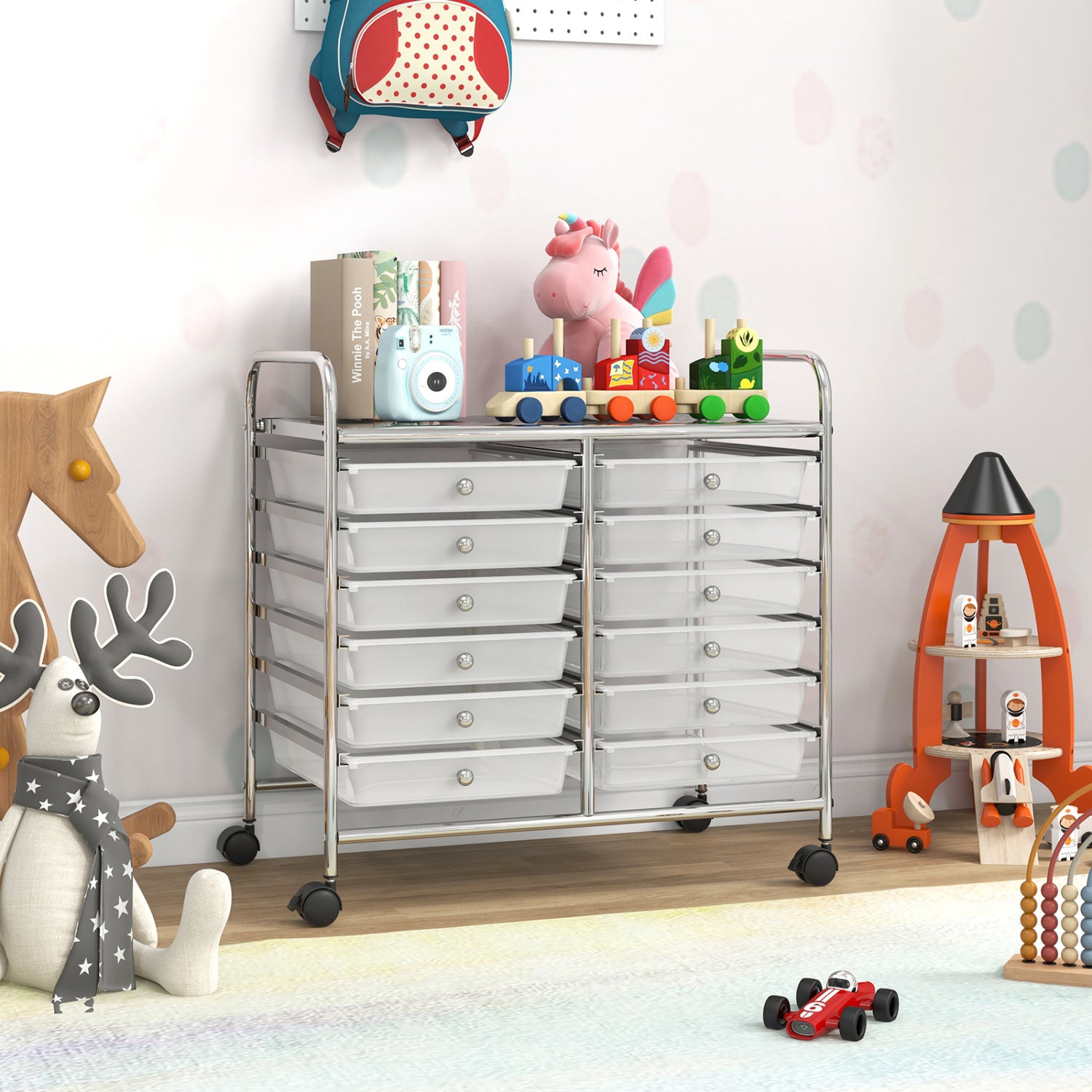 12 Drawers Rolling Storage Cart, Transparent File Cabinets at Gallery Canada