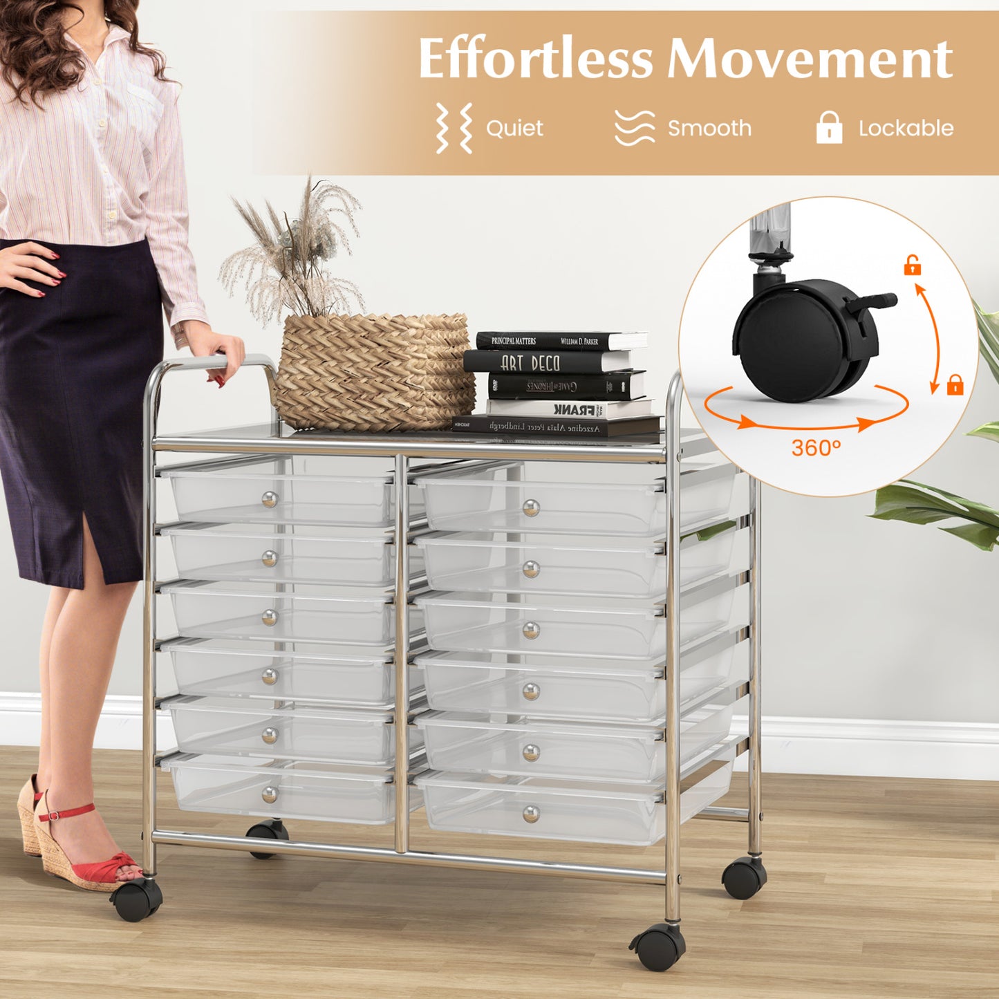 12 Drawers Rolling Storage Cart, Transparent File Cabinets at Gallery Canada