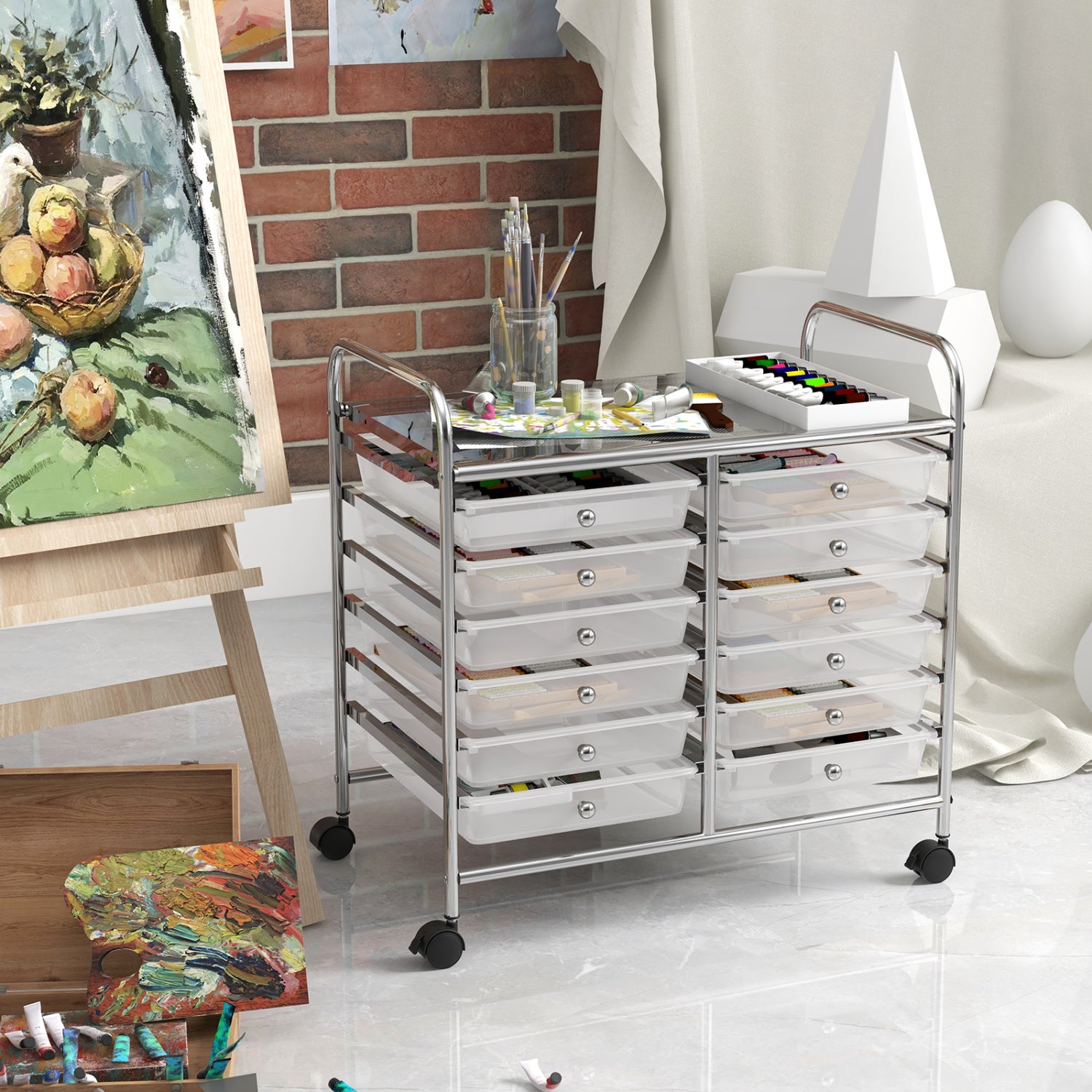 12 Drawers Rolling Storage Cart, Transparent File Cabinets at Gallery Canada