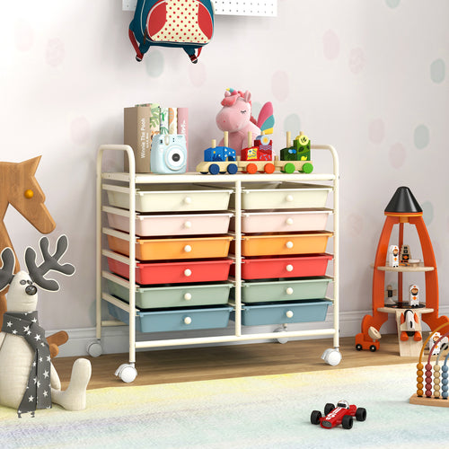 12 Drawer Rolling Storage Cart, Macaron