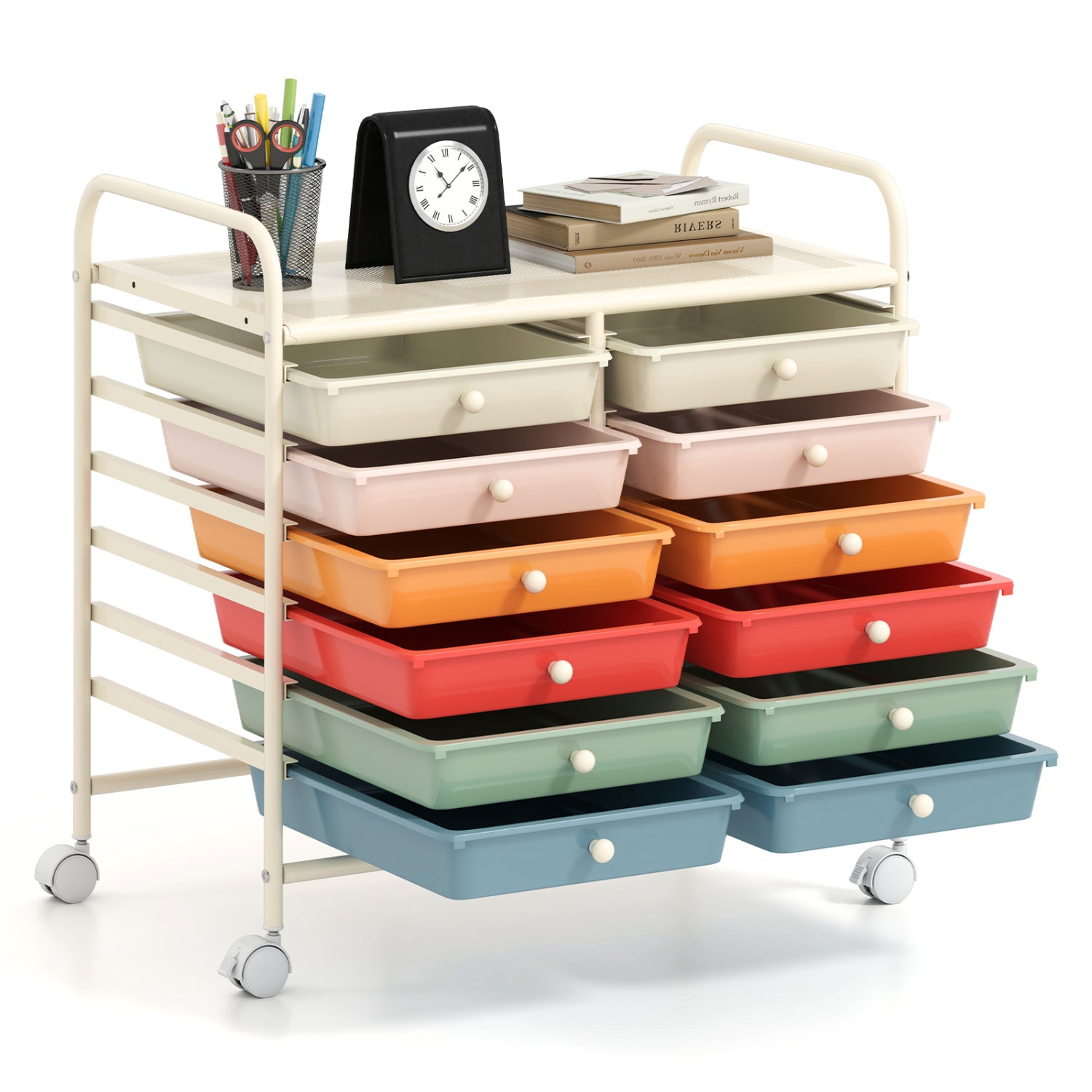 12 Drawer Rolling Storage Cart, Macaron File Cabinets at Gallery Canada