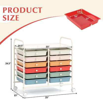 12 Drawer Rolling Storage Cart, Macaron File Cabinets at Gallery Canada