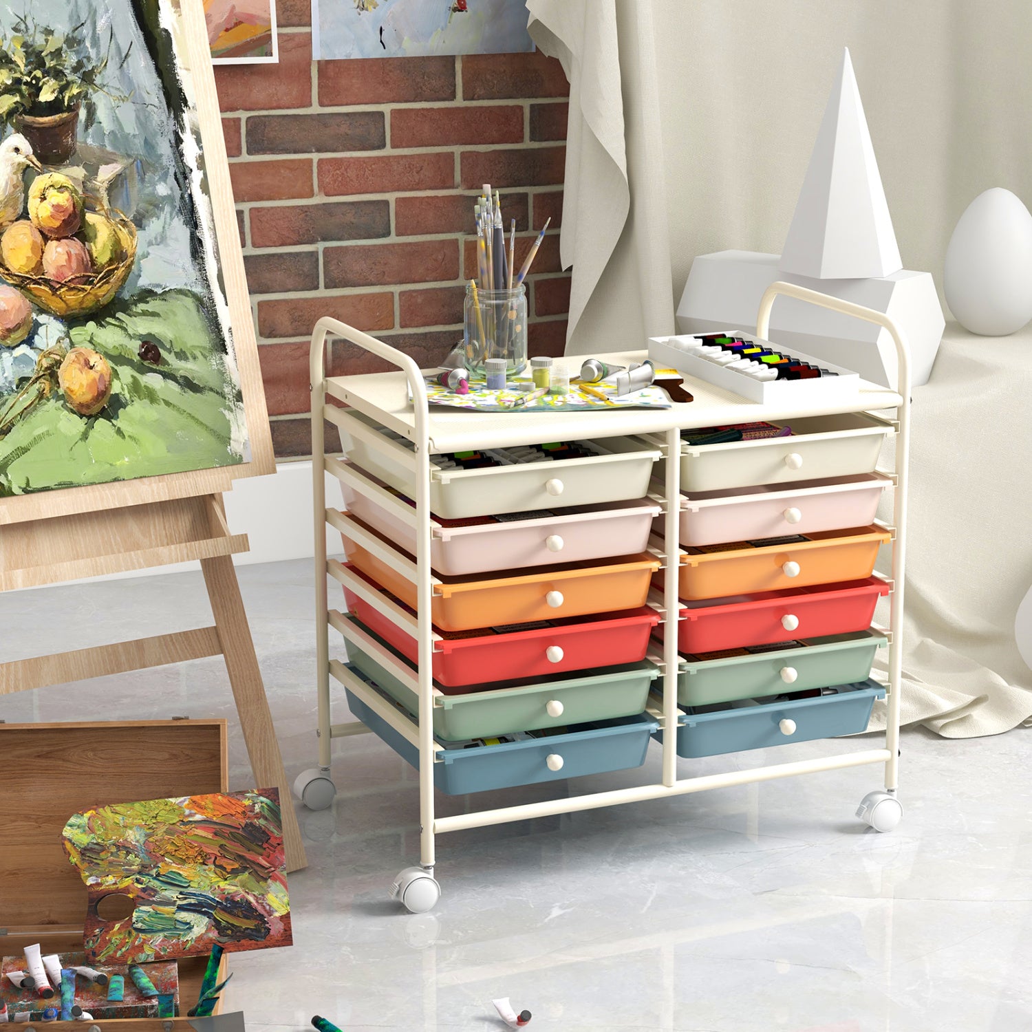 12 Drawer Rolling Storage Cart, Macaron File Cabinets at Gallery Canada