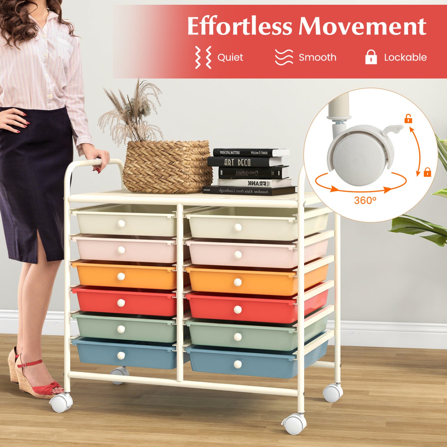 12 Drawer Rolling Storage Cart, Macaron File Cabinets at Gallery Canada