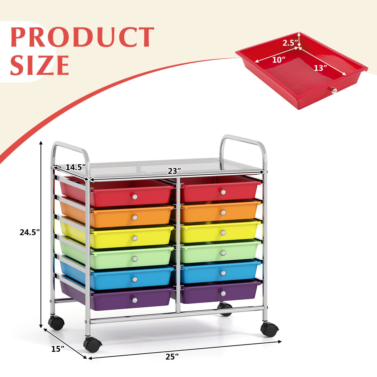 12 Drawer Rolling Storage Cart, Multicolor File Cabinets at Gallery Canada