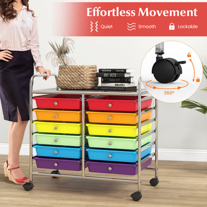 12 Drawer Rolling Storage Cart, Multicolor File Cabinets at Gallery Canada