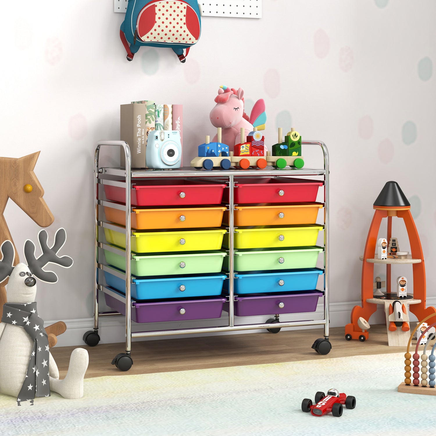 12 Drawer Rolling Storage Cart, Multicolor File Cabinets at Gallery Canada