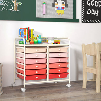 12 Drawers Rolling Storage Cart, Pink File Cabinets at Gallery Canada