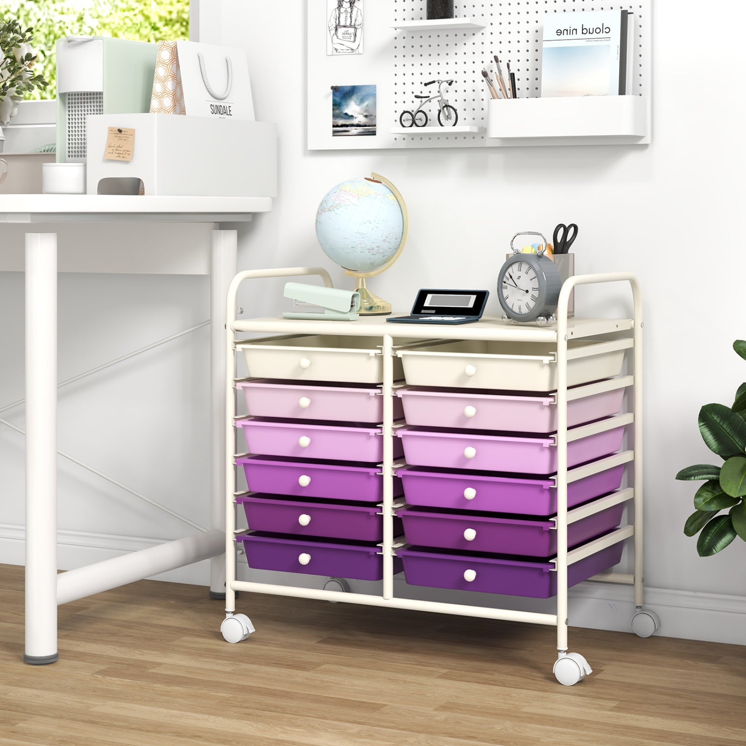 12 Drawer Rolling Storage Cart, Purple File Cabinets at Gallery Canada