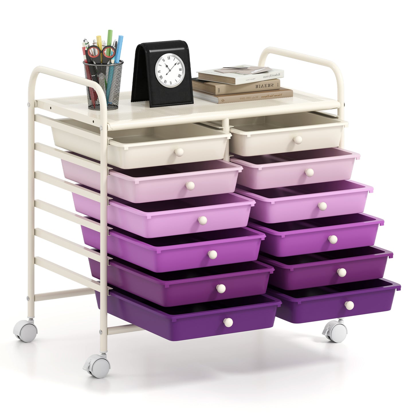 12 Drawer Rolling Storage Cart, Purple File Cabinets at Gallery Canada