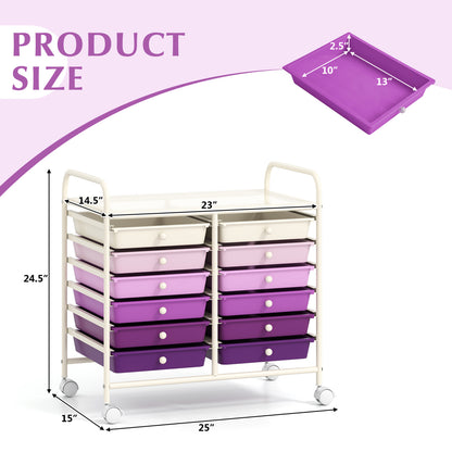12 Drawer Rolling Storage Cart, Purple File Cabinets at Gallery Canada