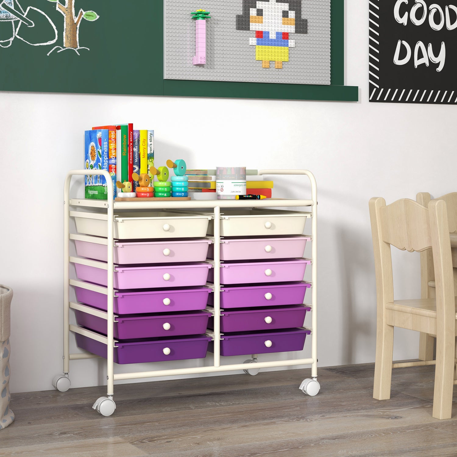 12 Drawer Rolling Storage Cart, Purple File Cabinets at Gallery Canada