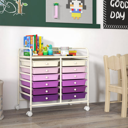 12 Drawer Rolling Storage Cart, Purple File Cabinets at Gallery Canada