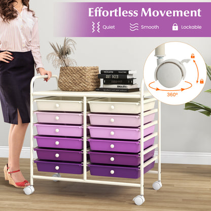 12 Drawer Rolling Storage Cart, Purple File Cabinets at Gallery Canada