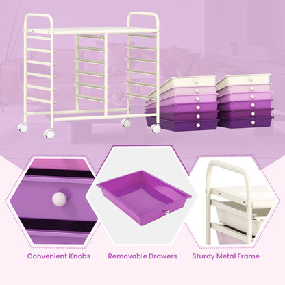 12 Drawer Rolling Storage Cart, Purple File Cabinets at Gallery Canada