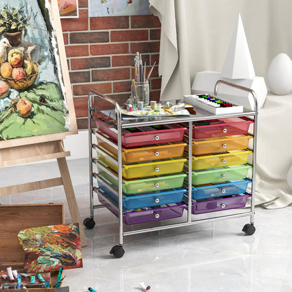 12 Drawers Rolling Storage Cart, Multicolor, Transparent File Cabinets at Gallery Canada