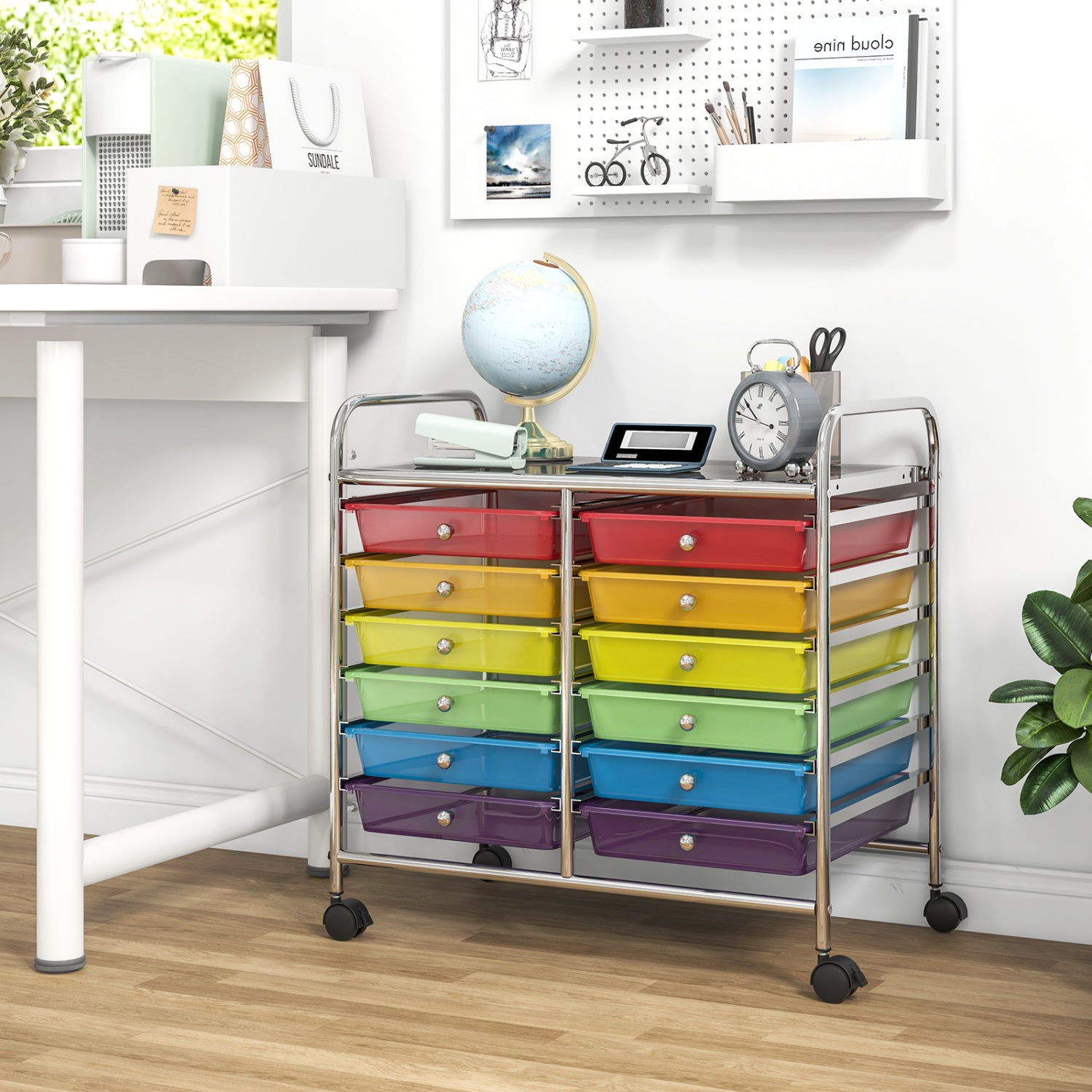 12 Drawers Rolling Storage Cart, Multicolor, Transparent File Cabinets at Gallery Canada