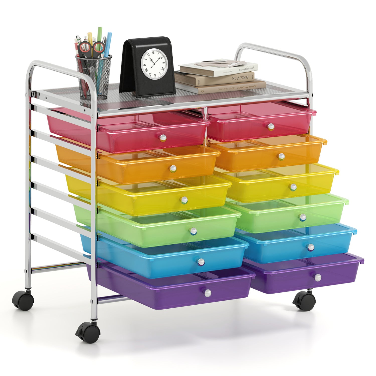 12 Drawers Rolling Storage Cart, Multicolor, Transparent File Cabinets at Gallery Canada