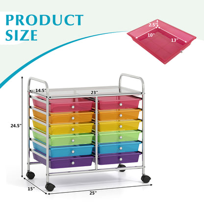 12 Drawers Rolling Storage Cart, Multicolor, Transparent File Cabinets at Gallery Canada