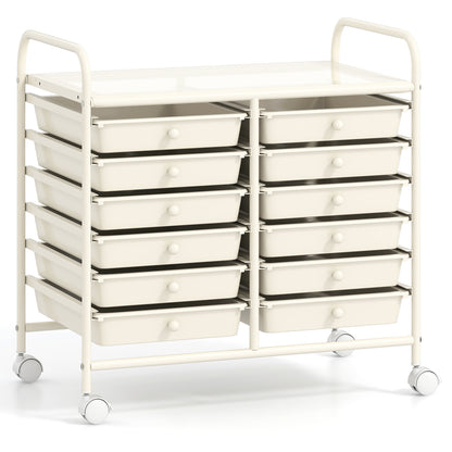 12 Drawers Rolling Storage Cart, White File Cabinets White at Gallery Canada