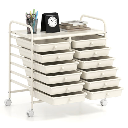 12 Drawers Rolling Storage Cart, White File Cabinets at Gallery Canada