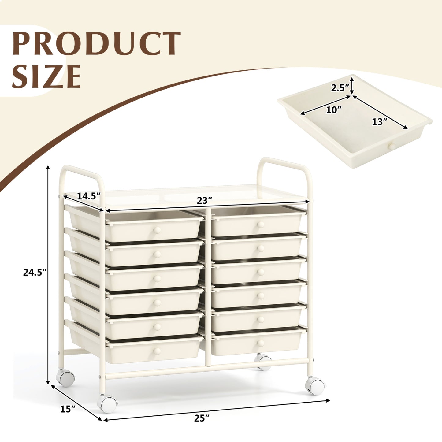 12 Drawers Rolling Storage Cart, White File Cabinets at Gallery Canada