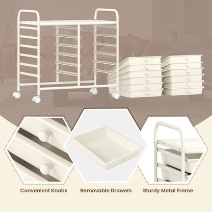 12 Drawers Rolling Storage Cart, White File Cabinets at Gallery Canada