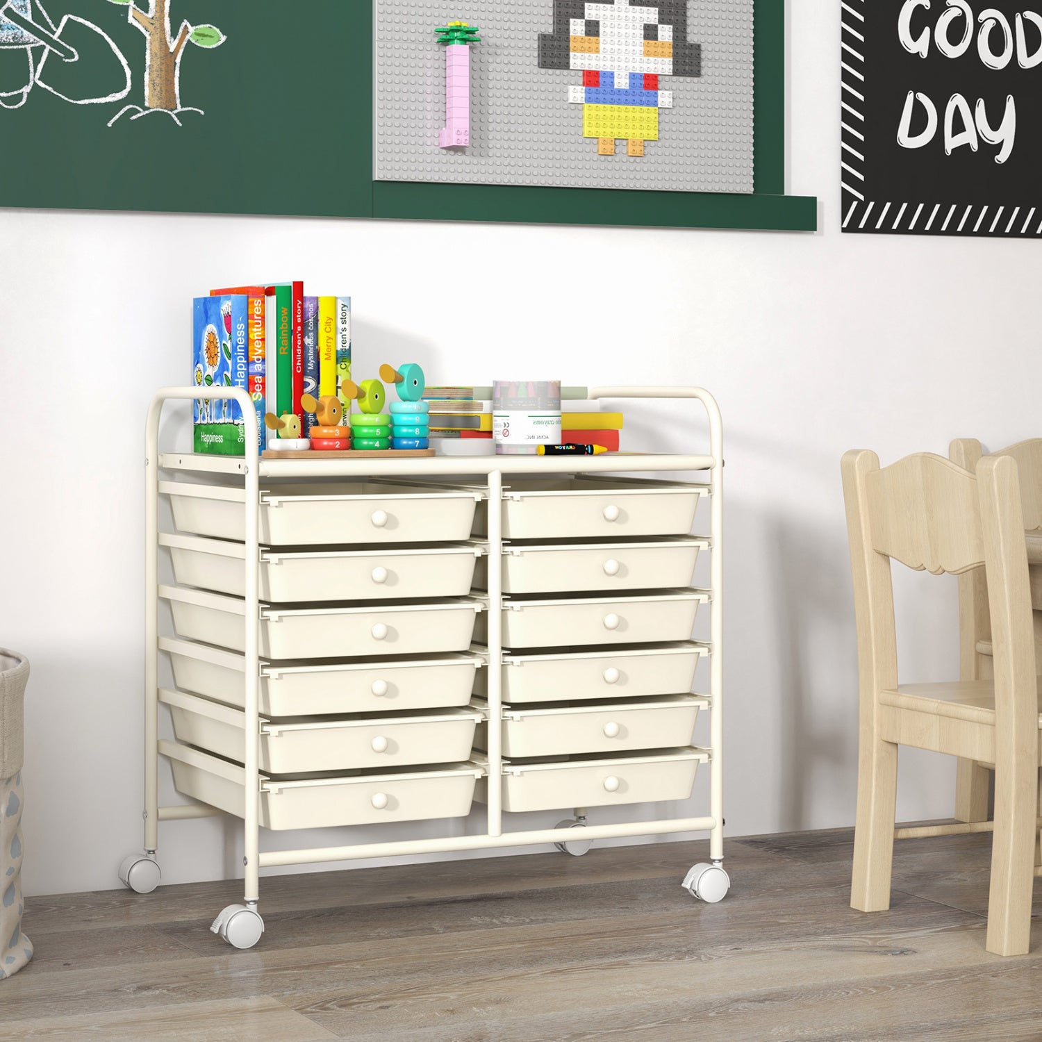 12 Drawers Rolling Storage Cart, White File Cabinets at Gallery Canada