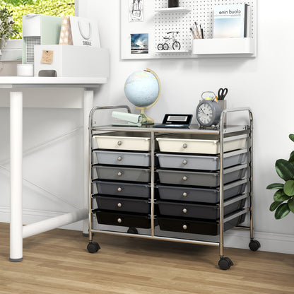 12 Drawer Rolling Storage Cart, Gradient, Gray File Cabinets at Gallery Canada