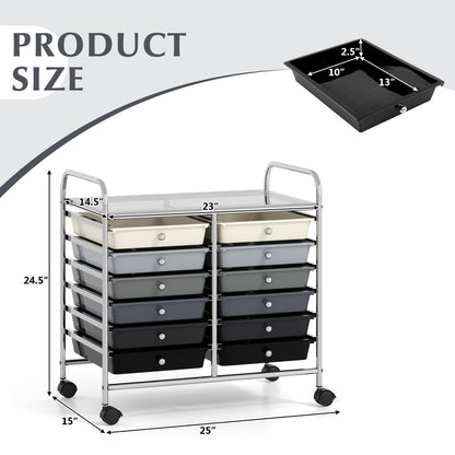 12 Drawer Rolling Storage Cart, Gradient, Gray File Cabinets at Gallery Canada