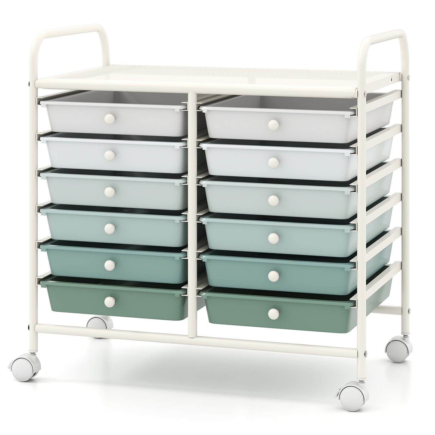 12 Drawers Rolling Storage Cart, Green Gradient File Cabinets at Gallery Canada
