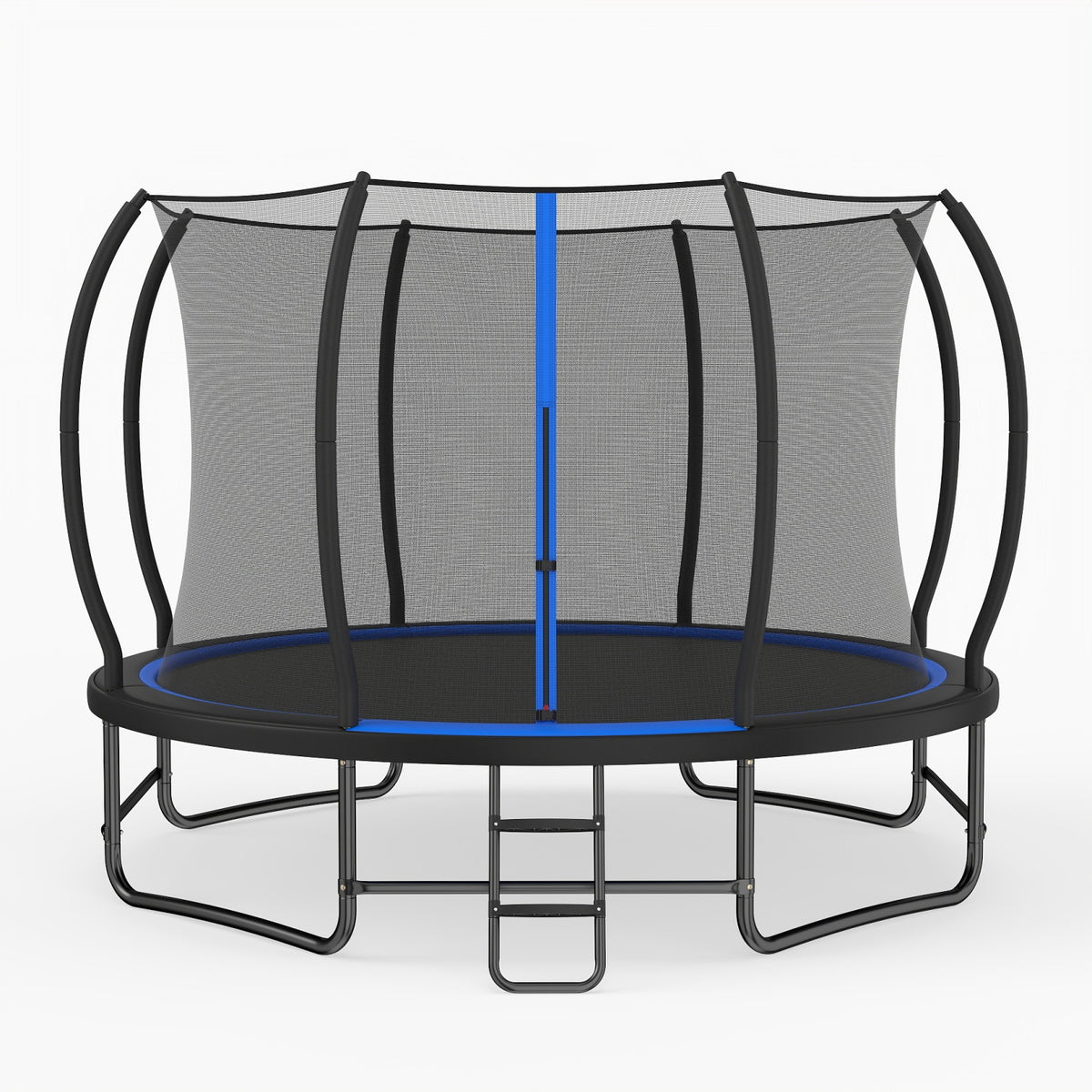 12 FT Trampoline With Enclosure Net, 4 Stabilizer Bars, Blue