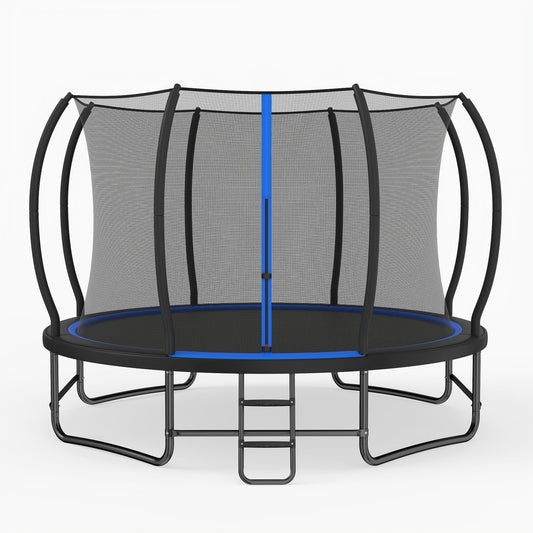 12 FT Outdoor Recreational Trampoline, Enclosure Net, 4 Stabilizer Bars, Blue Trampolines Blue at Gallery Canada