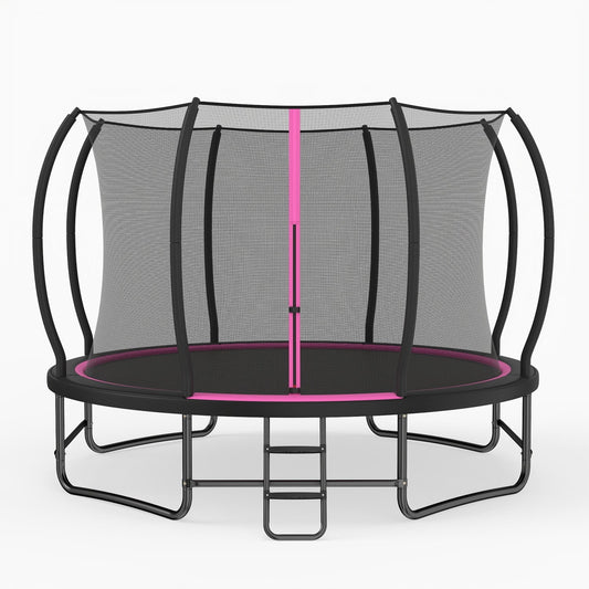 12 Ft Recreational Trampoline, Enclosure Net, 4 Stabilizer Bars, Pink Trampolines Pink at Gallery Canada