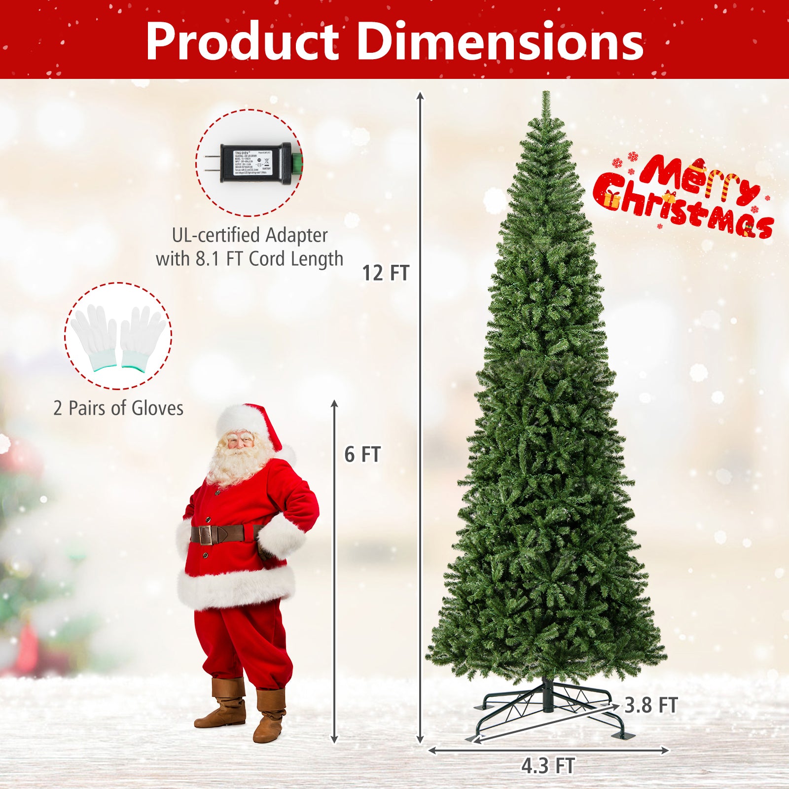 12 FT Prelit Artificial Christmas Tree, 2536 PVC Branch Tips, Green Christmas Tree at Gallery Canada