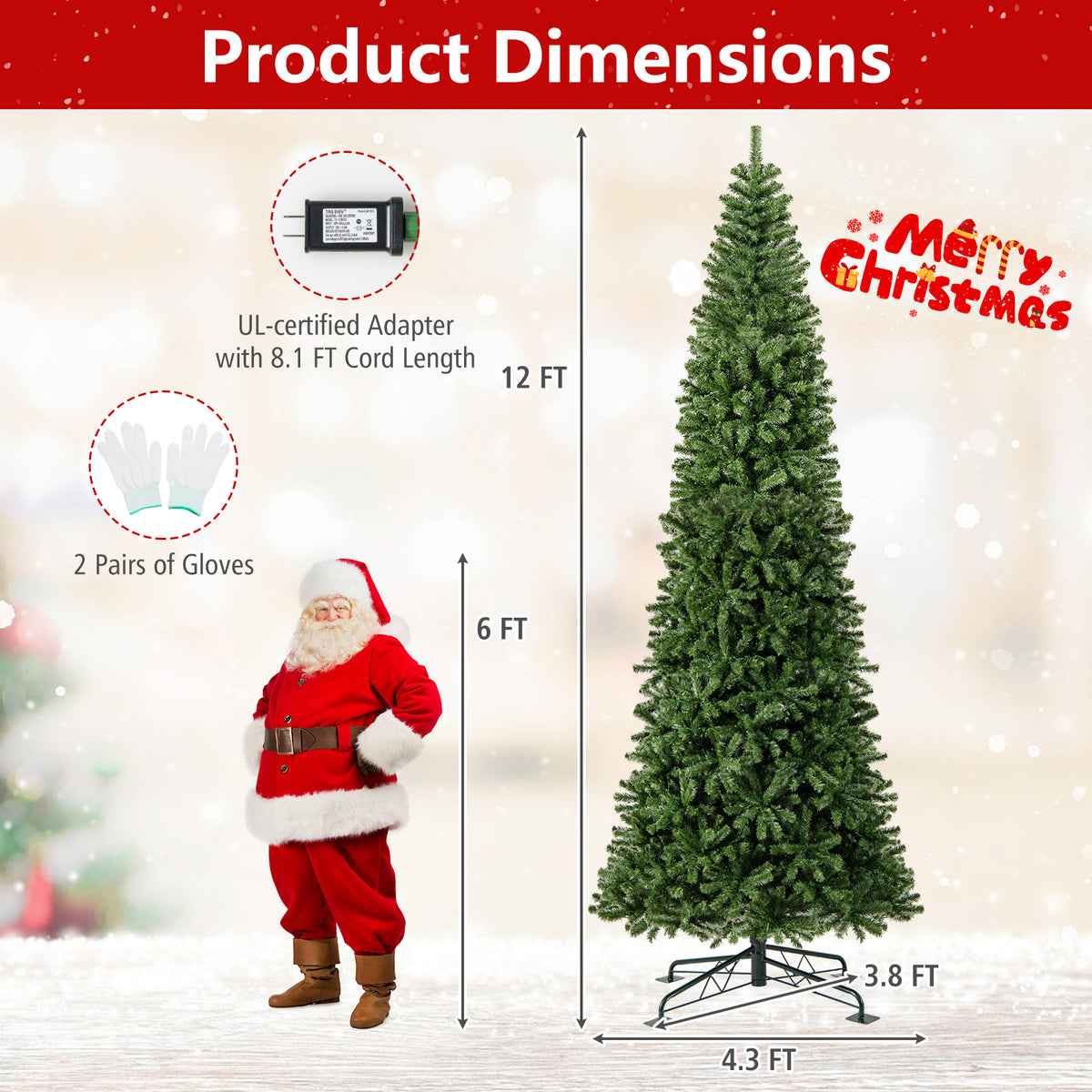 12 FT Prelit Artificial Christmas Tree, 2536 PVC Branch Tips, Green Christmas Tree at Gallery Canada