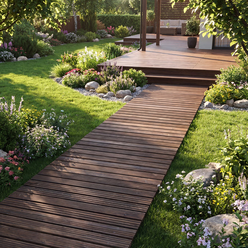 12 Ft Wooden Garden Pathway, 22 in Wide, Brown