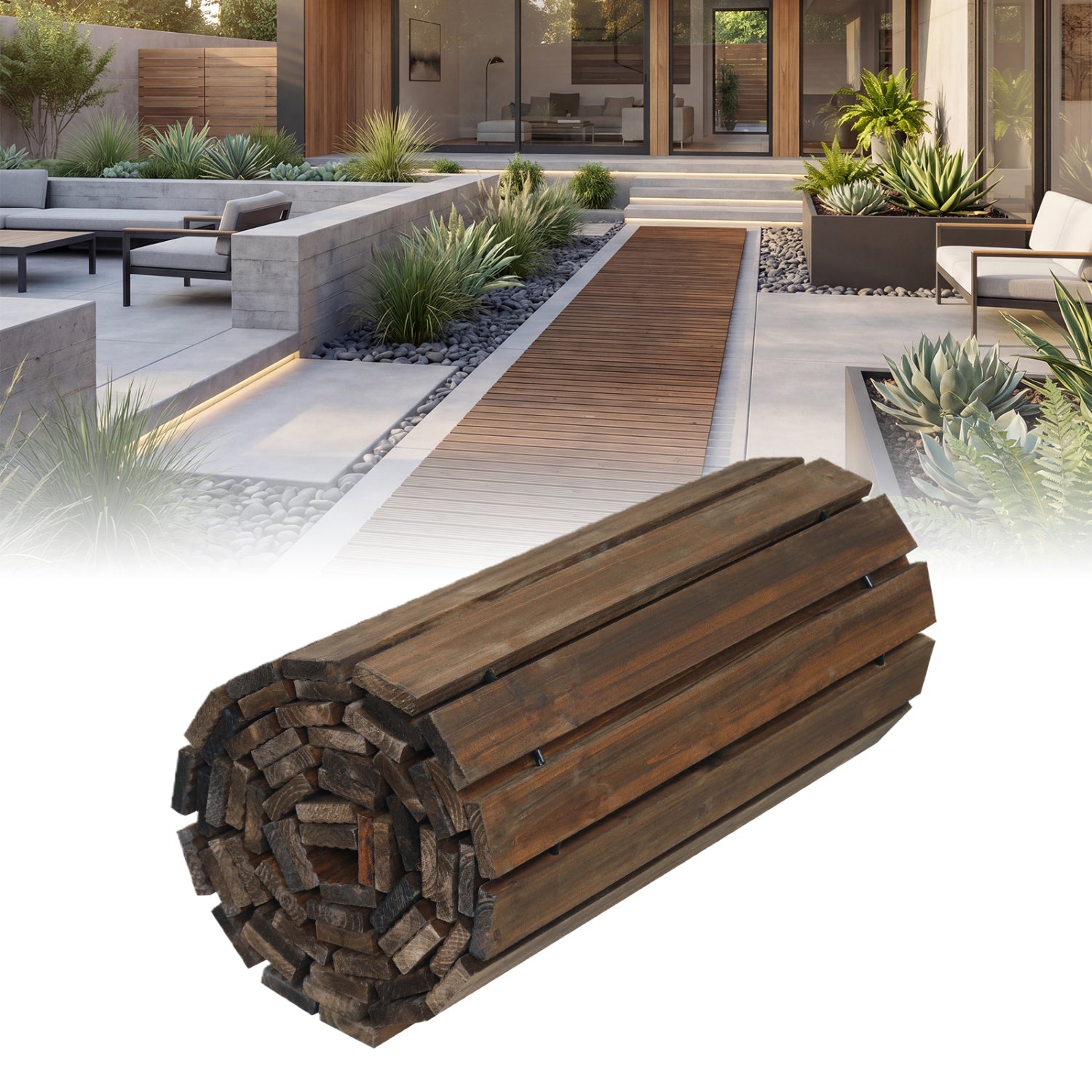 12 Ft Wooden Garden Pathway, 22 in Wide, Brown Decorative Fencing & Flooring at Gallery Canada