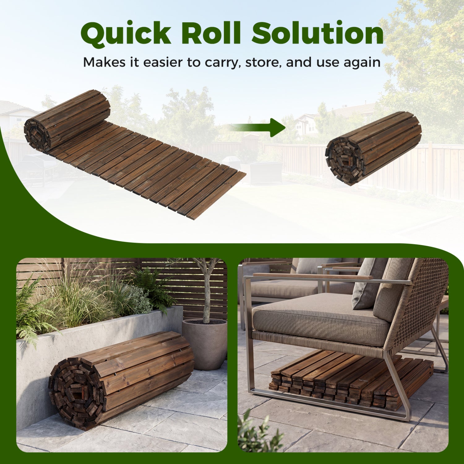 12 Ft Wooden Garden Pathway, 22 in Wide, Brown Decorative Fencing & Flooring at Gallery Canada