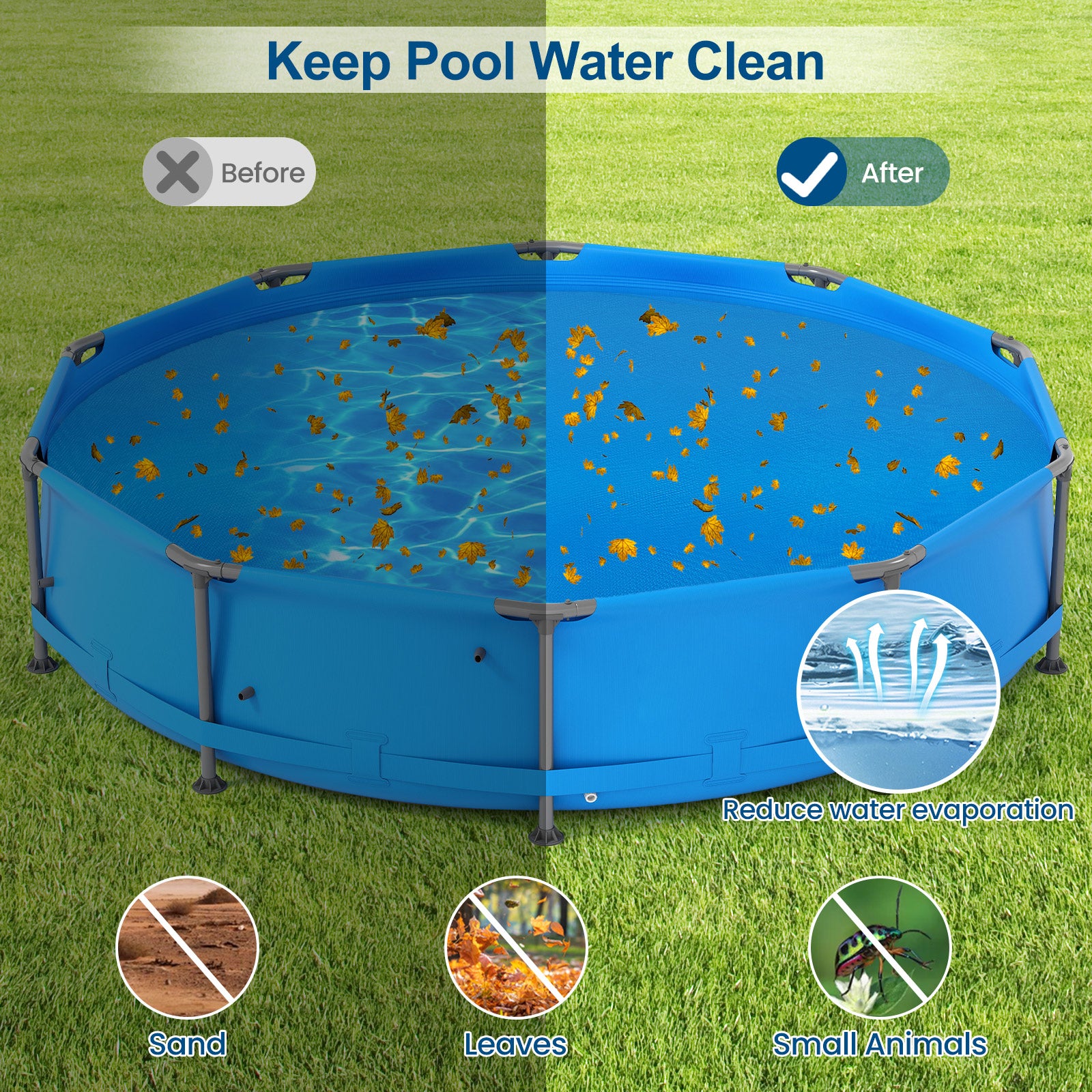 12 Feet Round Solar Pool Cover, 12 Mil, Blue Swimming Pools at Gallery Canada