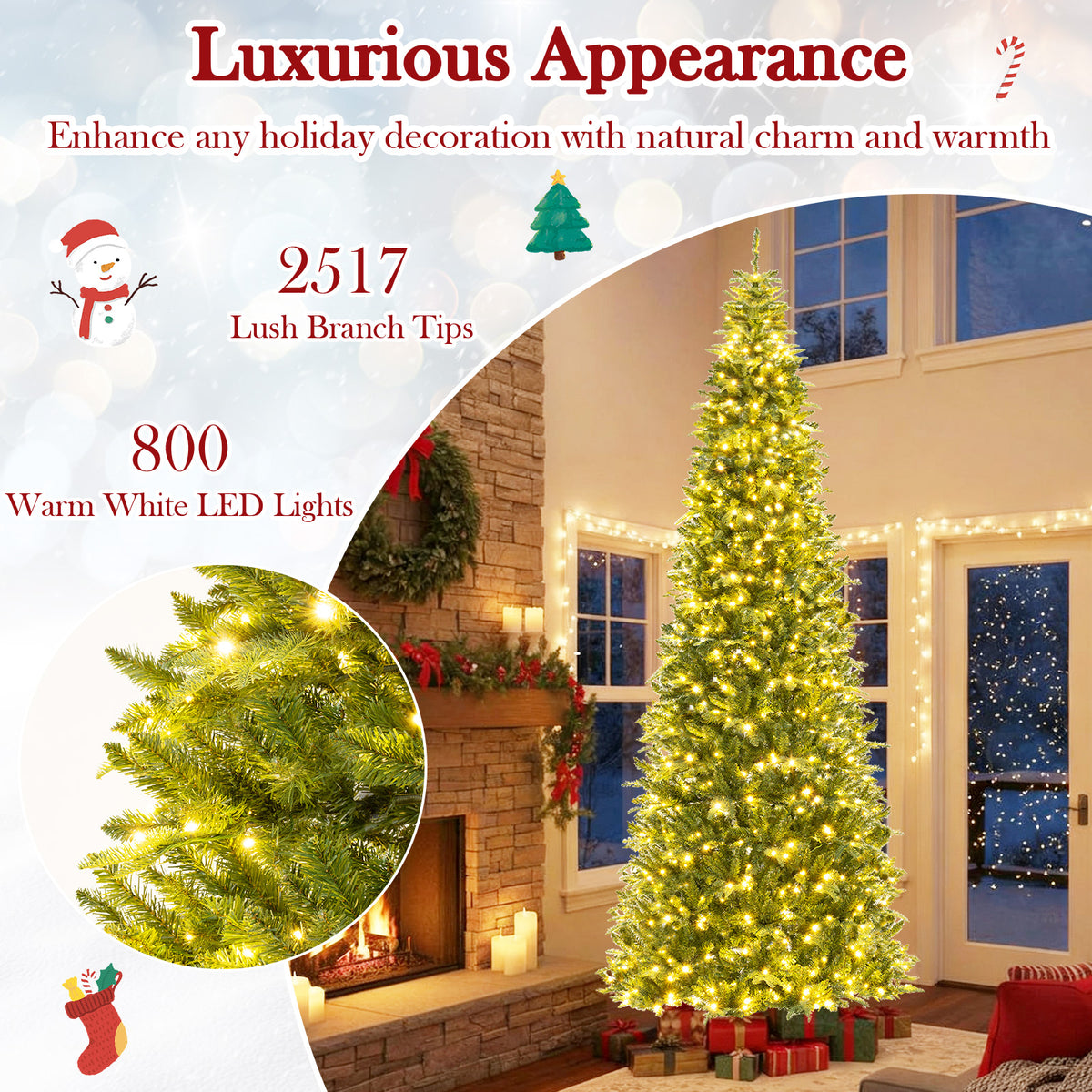 12 Feet Tall Prelit Hinged Artificial Christmas Tree, Green Christmas Tree at Gallery Canada