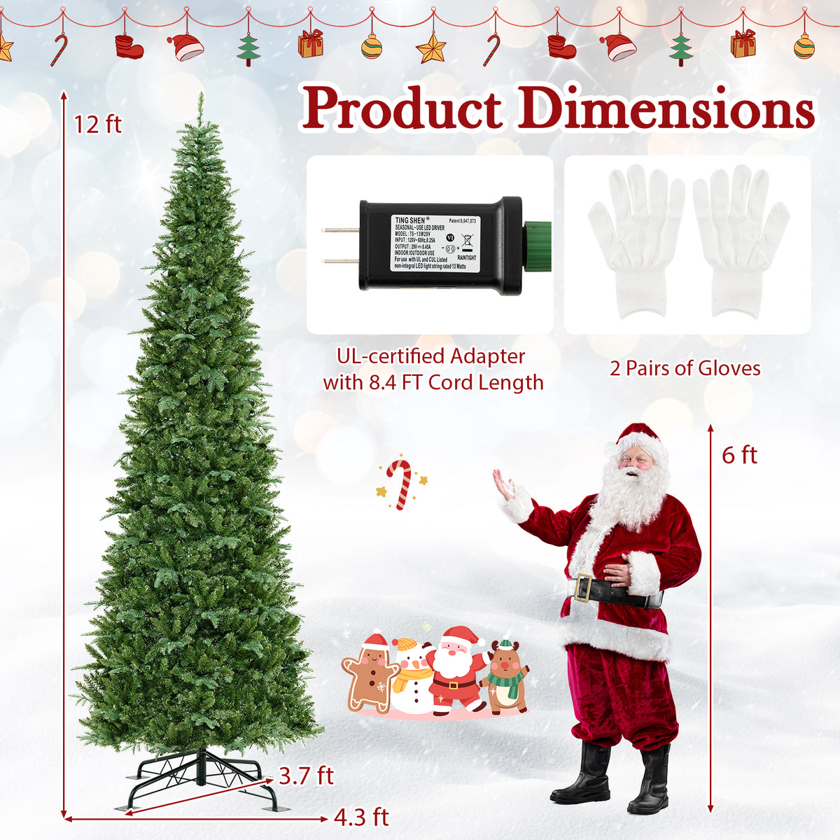 12 Feet Tall Prelit Hinged Artificial Christmas Tree, Green Christmas Tree at Gallery Canada