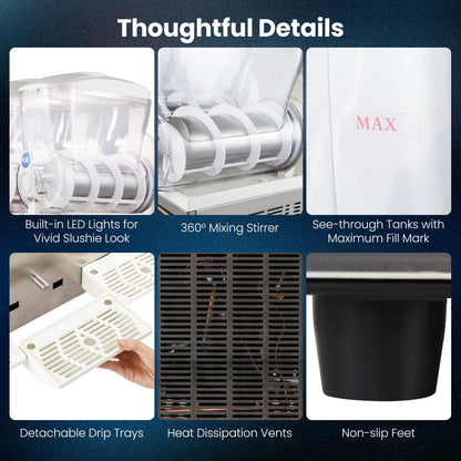 Distributeur commercial de slush de 12 gallons, 3 réservoirs triples de 4 gallons, argenté