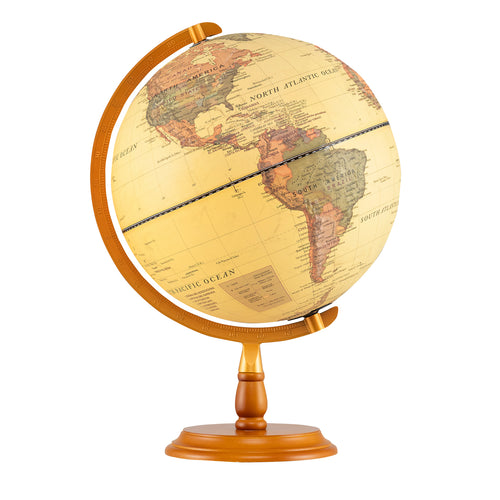 12 Inch Illuminated World Globe, Night Lamp, Antique Bronze