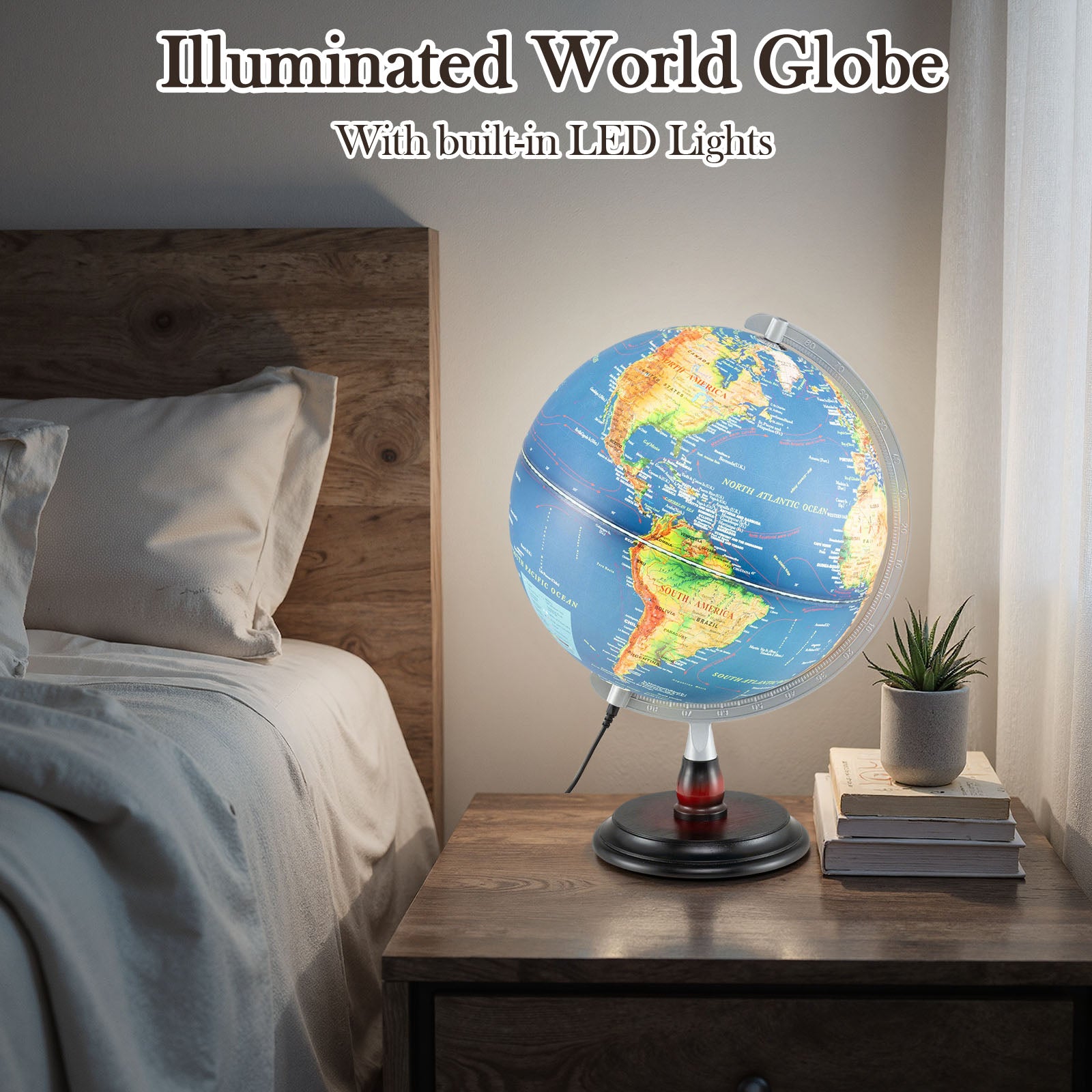 12 Inch Illuminated World Globe Antique Light up Globe Night Lamp, Navy Learning Toys at Gallery Canada