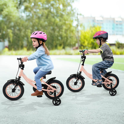 12 Inch Kids Bike Adjustable with Removable Training Wheels Pink for 3-8 Years Old, Pink Kids Bike at Gallery Canada