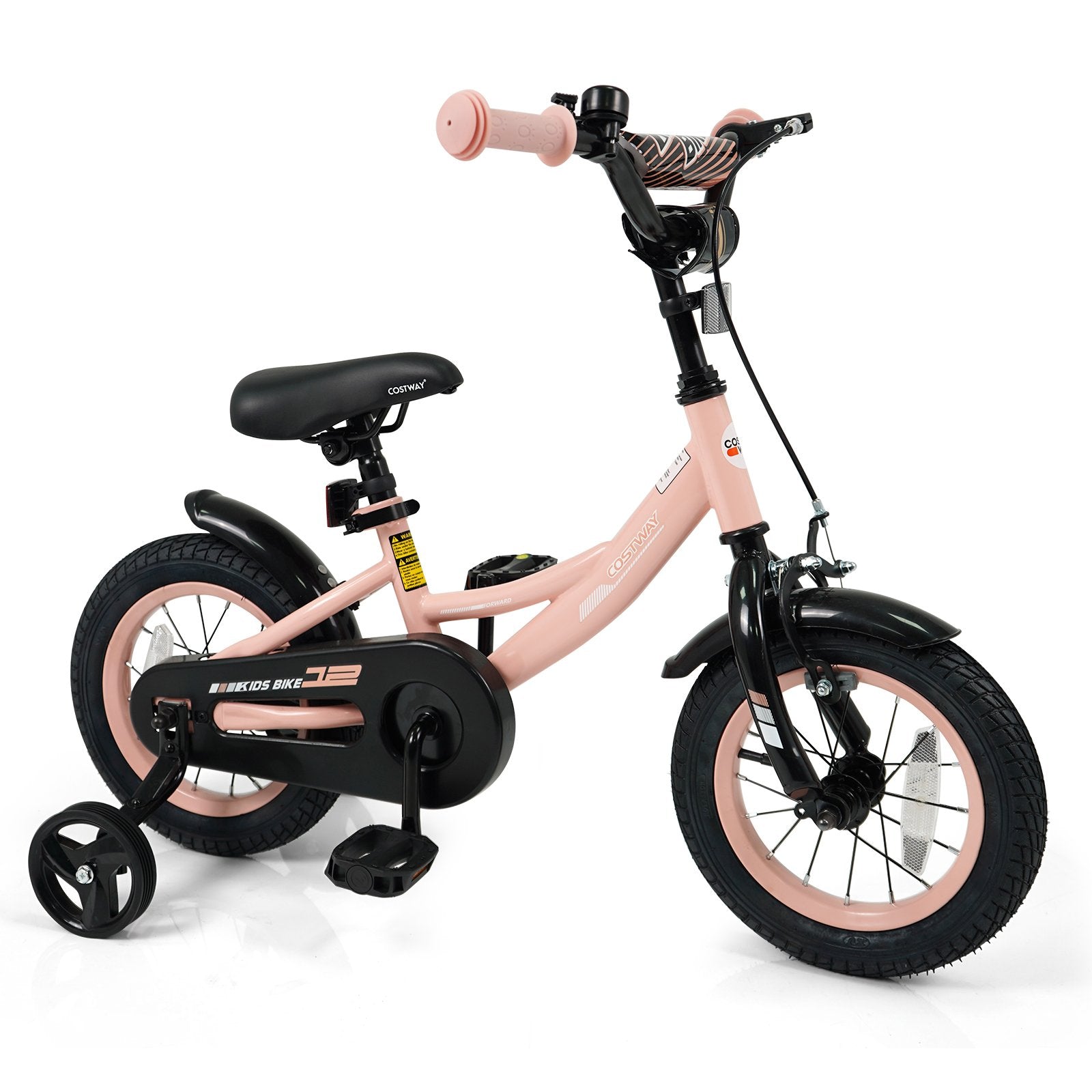 12 Inch Kids Bike Adjustable with Removable Training Wheels Pink for 3-8 Years Old, Pink Kids Bike Pink at Gallery Canada