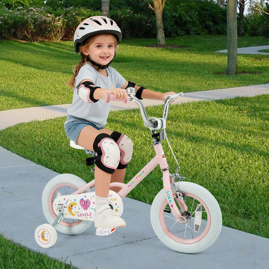12 Inch Kids Bike Adjustable for 3-8 Years Old Children Pink - Stars & Moon, Pink Kids Bike Pink at Gallery Canada