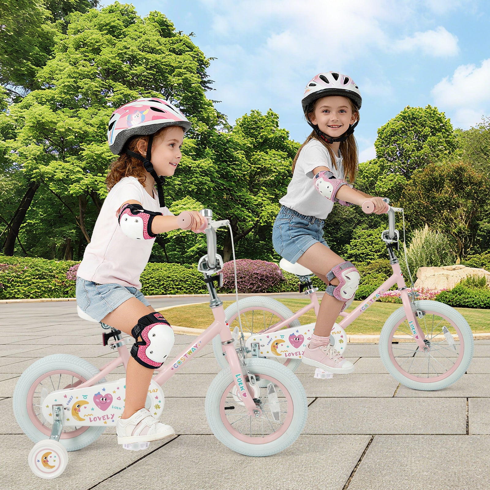 12 Inch Kids Bike Adjustable for 3-8 Years Old Children Pink - Stars & Moon, Pink Kids Bike at Gallery Canada